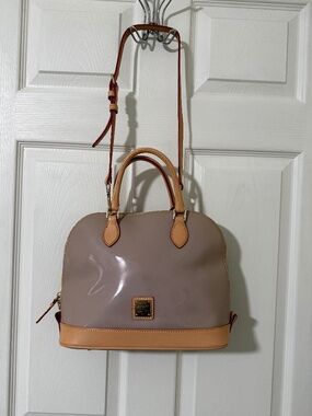 Rooney & Bourke Darcy Beige Patent Leather Satchel Bag